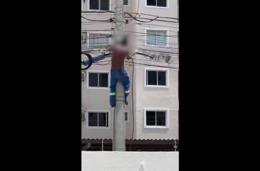  Homem é flagrado furtando fios na Zona Sul de Aracaju; VÍDEO