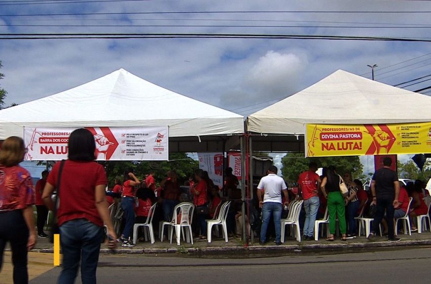 Professores da rede estadual fazem ato em frente ao prédio do TCE em Aracaju